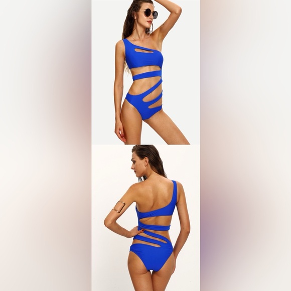 Norboe Blue One-Shoulder Cutout Swimsuit. Size S - Picture 10 of 14
